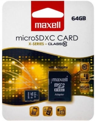 КАРТА MAXELL Микро SD карта с адаптер 64GB