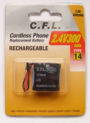 Батерия C.F.L Телефонна 2XR6 2,4V/300 mАh 28 мм.