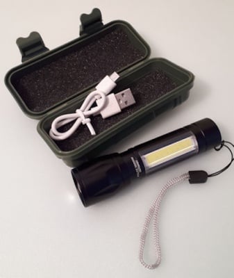 Прожектор  . LED Джобен фенер с 3 режима, презареждаем, с USB кабел