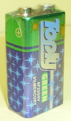 Батерия . 6F22G 9V  TOPLY GREEN