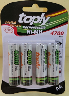 Батерия, , TOPLY Акумулаторна R6, AA Ni-MH 4700mAh 1,2V