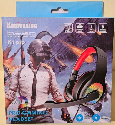 - - Геймърски слушалки, K1B Pro, Микрофон, LED, USB, Черни