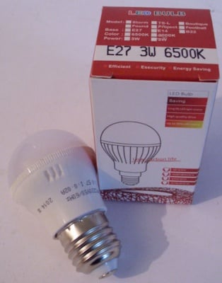 Лампа . LED E27  220V 3W 6500K