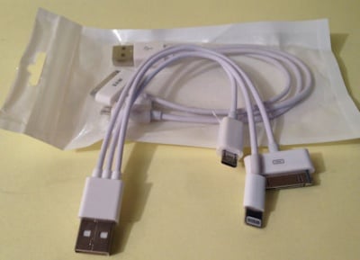 Кабел . USB на 3 захранващи GSM накрайника