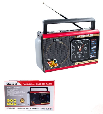 Радиоприемник,  , Радио Meier M-40BT ,С MP3 плейър, FM/AM/SW3, USB, SD, музикална уредба с фенер