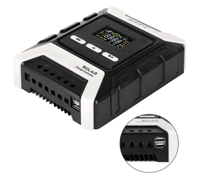 , , 40A MPPT Контролер регулатор за соларни панели, 2-USB  (12/24/48V автоматично откриване)