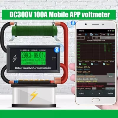 . . Цифров амперметър и волтметър ATORCH DC 300V 100A, Bluetooth, Аларма за претоварване 