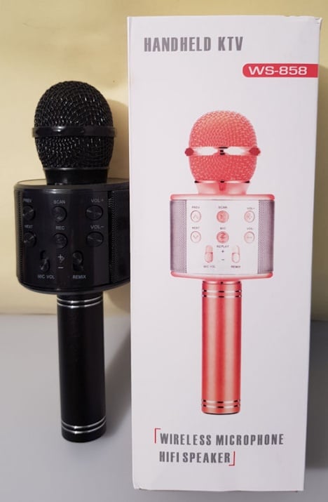Микрофон . Безжичен HiFi USB WS-858 Ръчен Bluetooth микрофон с високоговорител