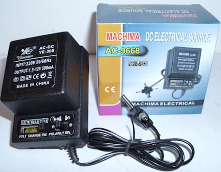 Адаптер . 220V-3/4,5/6/7,5/9/12V 0.5A AC-9668/SL-308