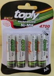 Батерия, , TOPLY Акумулаторна R6, AA Ni-MH 4700mAh 1,2V