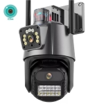 Камера,  , Въртяща се двойна, външна водоустойчива Wi-Fi / IP камера P11 8mp за наблюдение и детектор за движение